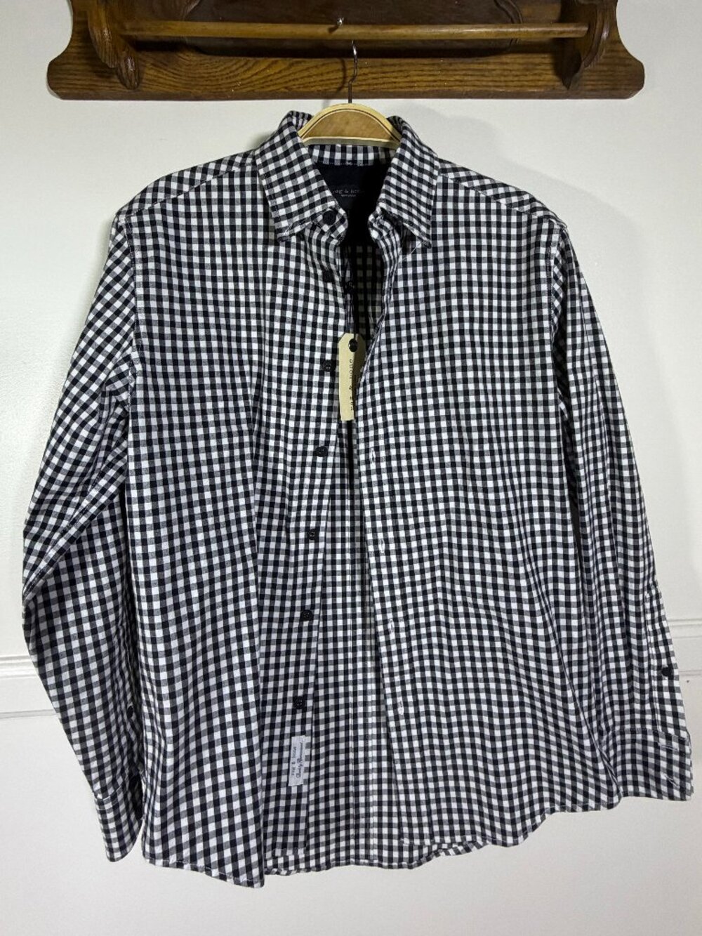 NWT Rag & Bone Fit 2 Tomlin Black White Gingham Shirt Men’s XS